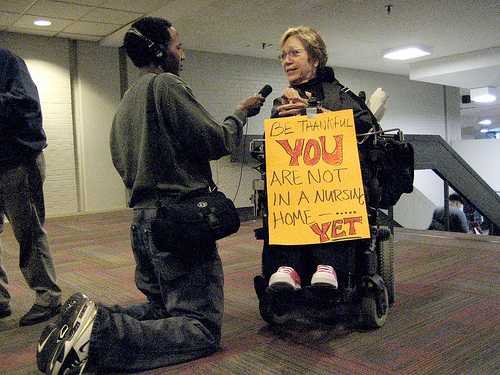 Reporter interviews disability-rights activist